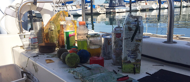 Trash on boat