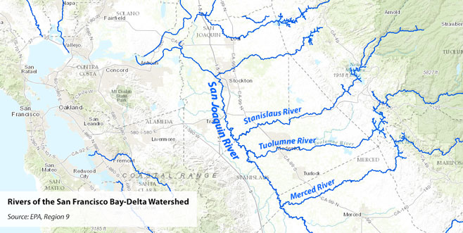 Bay-Delta river map