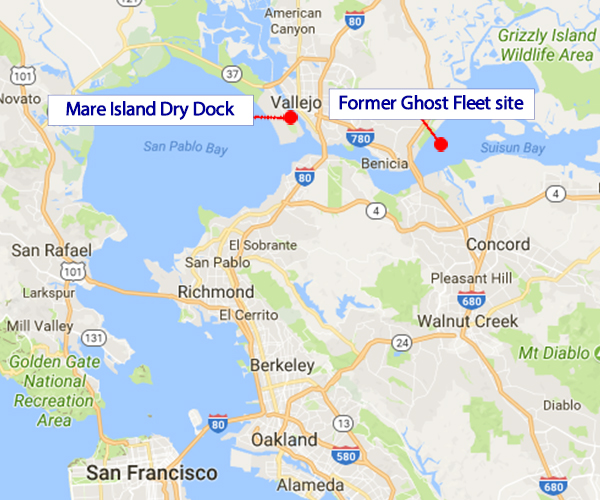 Ghost Fleet site and Mare lsland Dry Dock Map